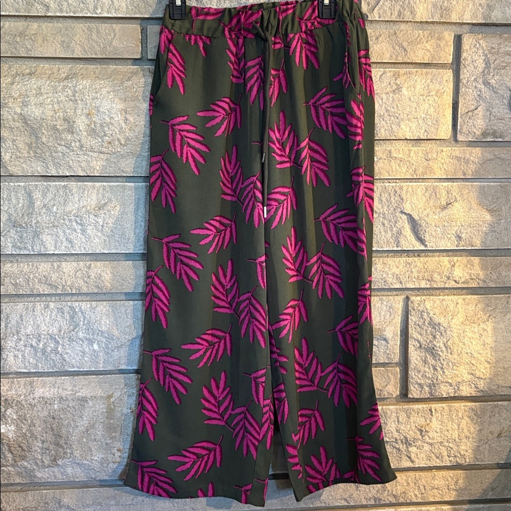Massini Olive and Pink Patterned Pants